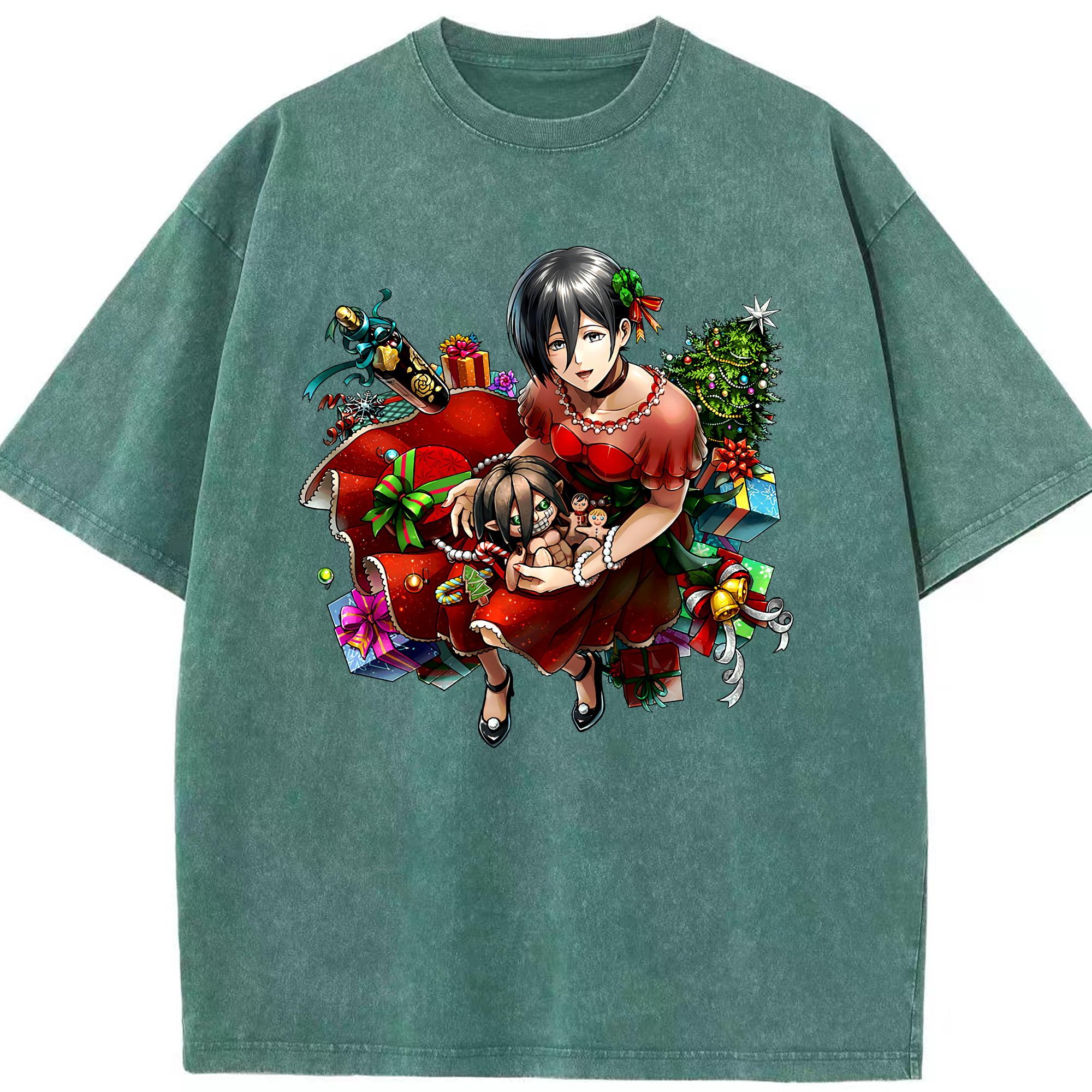 （画像用） 進撃の巨人 ミカサ·アッカーマン Attack on Titan Mikasa Ackerman 綿100% ヴィンテージ風 半袖Tシャツ（フロントプリント）